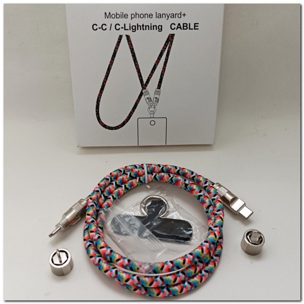 掛繩充電線二合一 七彩掛繩夾片充電線 Type-C快充線 TC to TC 適用三星/蘋果iPhone15/16等 數據-細節圖6