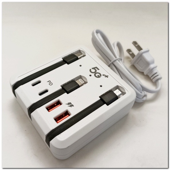 多USB設備充電座 快充座 2PD+2USB快充座 手機 筆電充 充電座 快充頭 充電器 轉接器 USB 多孔充自帶線-細節圖4