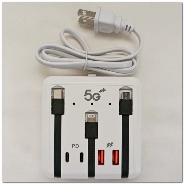 多USB設備充電座 快充座 2PD+2USB快充座 手機 筆電充 充電座 快充頭 充電器 轉接器 USB 多孔充自帶線-細節圖5