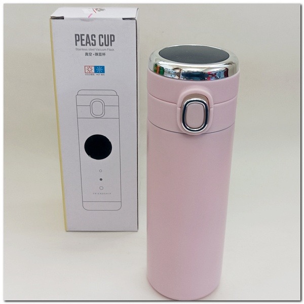 溫感304彈跳保溫杯 304不銹鋼真空 保溫瓶 420ml 水壺 保溫杯 彈跳保溫杯 單手一鍵開蓋 溫度顯示保溫瓶-細節圖2