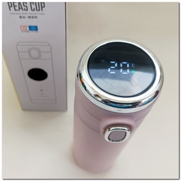 溫感304彈跳保溫杯 304不銹鋼真空 保溫瓶 420ml 水壺 保溫杯 彈跳保溫杯 單手一鍵開蓋 溫度顯示保溫瓶-細節圖3