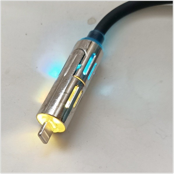 四合一機甲RGB酷炫充電線 240W矽膠雙編織線帶燈條 手機快充線 充電線 最大輸出240W USB Type-C 鋅合-細節圖4