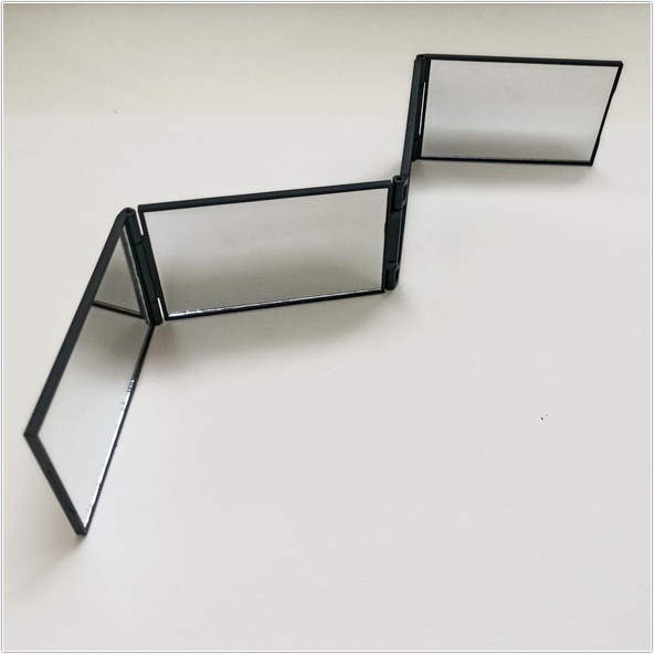 摺疊四面鏡子 360%折疊鏡 理髮四折鏡照後腦勺便攜伸縮式反向全身鏡 可摺疊四面鏡 化妝鏡子-細節圖4