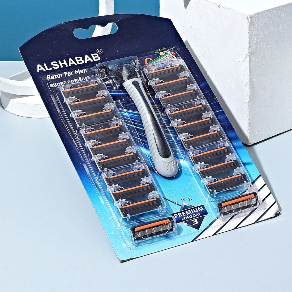 1柄+20頭刮鬍刀 20+1刀頭 刮鬍刀 附20個刀頭 三刀片 三層刀網 刮鬍刀超值組-細節圖4