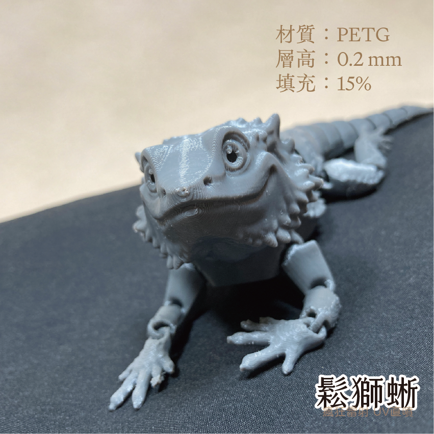 #3D列印# 擬真鬆獅蜥 鬆獅蜥 爬蟲 玩具 關節可動 PLA PETG-細節圖3