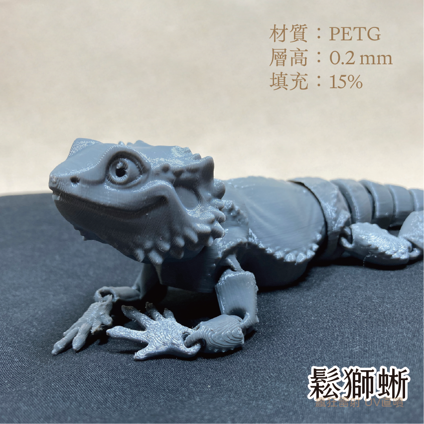 #3D列印# 擬真鬆獅蜥 鬆獅蜥 爬蟲 玩具 關節可動 PLA PETG-細節圖4