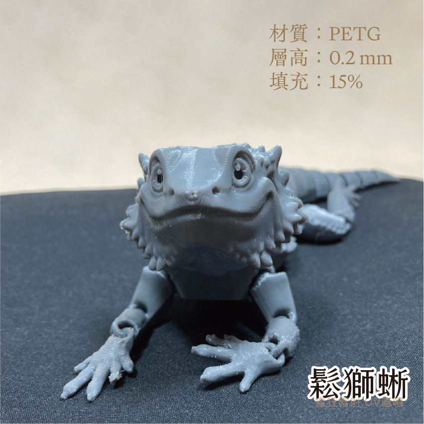 #3D列印# 擬真鬆獅蜥 鬆獅蜥 爬蟲 玩具 關節可動 PLA PETG-細節圖5