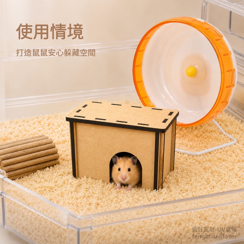 黃金鼠木屋｜客製化雕刻倉鼠小屋｜木製睡窩｜MIT製作-細節圖3