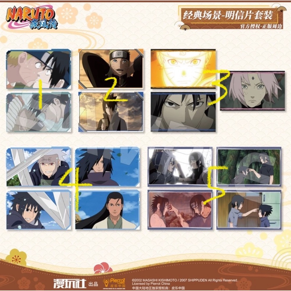 【小龍便宜公仔】全新 正版 動漫 週邊 火影忍者 明信片 套組 鳴人 佐助 小櫻 鼬 柱間 斑 場景-細節圖2