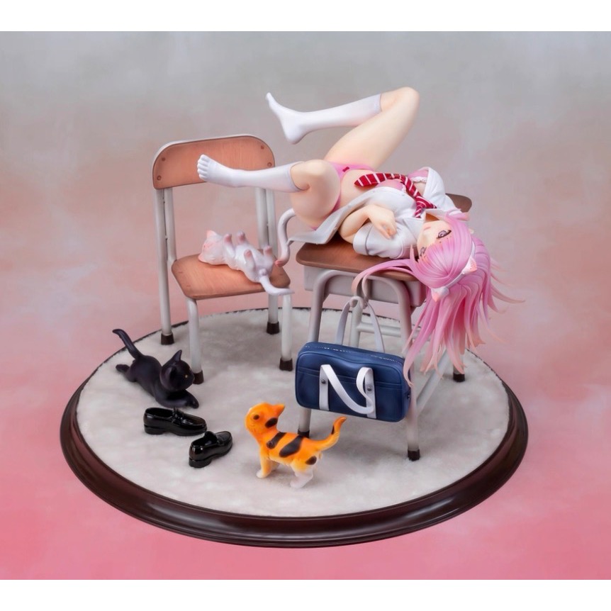 【小龍便宜公仔】全新 正版 Otherwhere 紺野 貓耳娘 獸耳 課桌椅 原畫 1/7 PVC-細節圖2