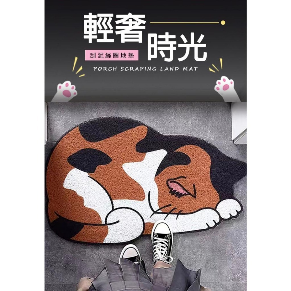 ❤新上架 貓咪入門地墊 橘貓絲圈地墊刮泥地墊 不規則地墊貓砂墊寵物墊 大門地墊門口玄關地墊 腳踏墊門墊止滑墊-細節圖2