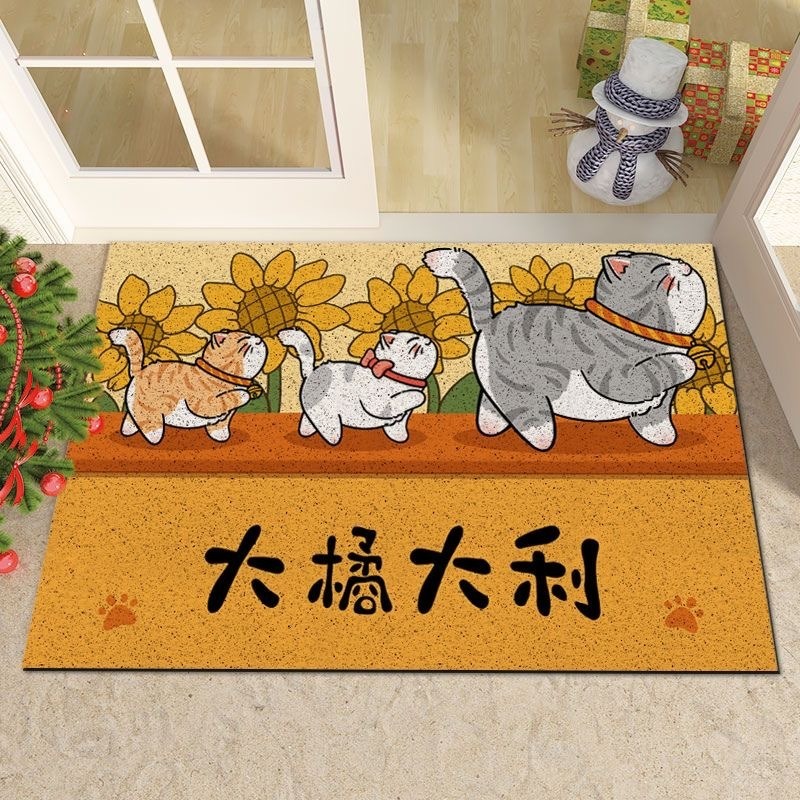 ❤新上架 貓咪入門地墊 橘貓絲圈地墊刮泥地墊 不規則地墊貓砂墊寵物墊 大門地墊門口玄關地墊 腳踏墊門墊止滑墊-規格圖8