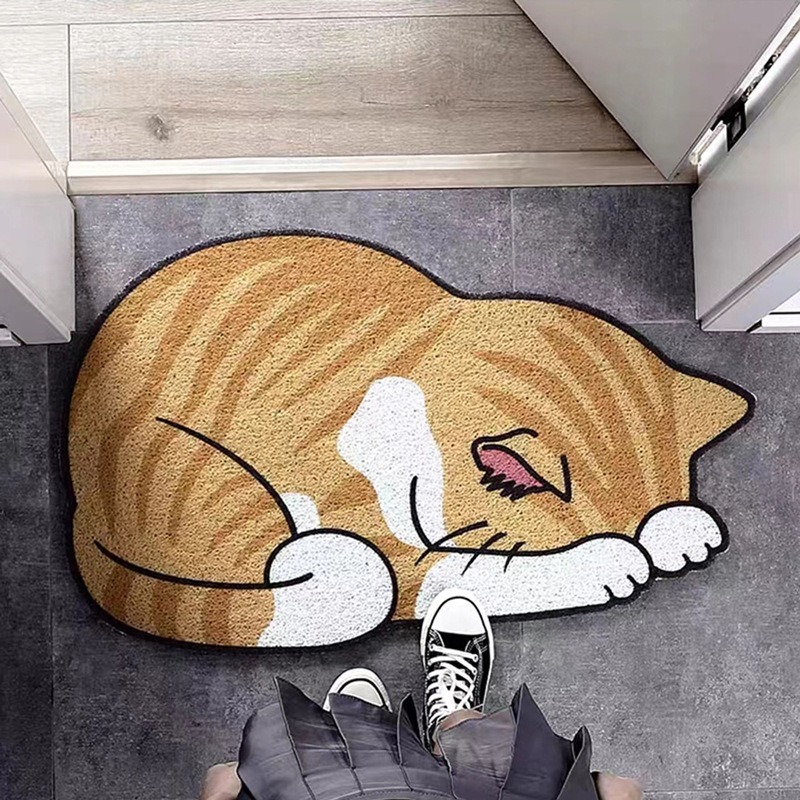 ❤新上架 貓咪入門地墊 橘貓絲圈地墊刮泥地墊 不規則地墊貓砂墊寵物墊 大門地墊門口玄關地墊 腳踏墊門墊止滑墊-規格圖8