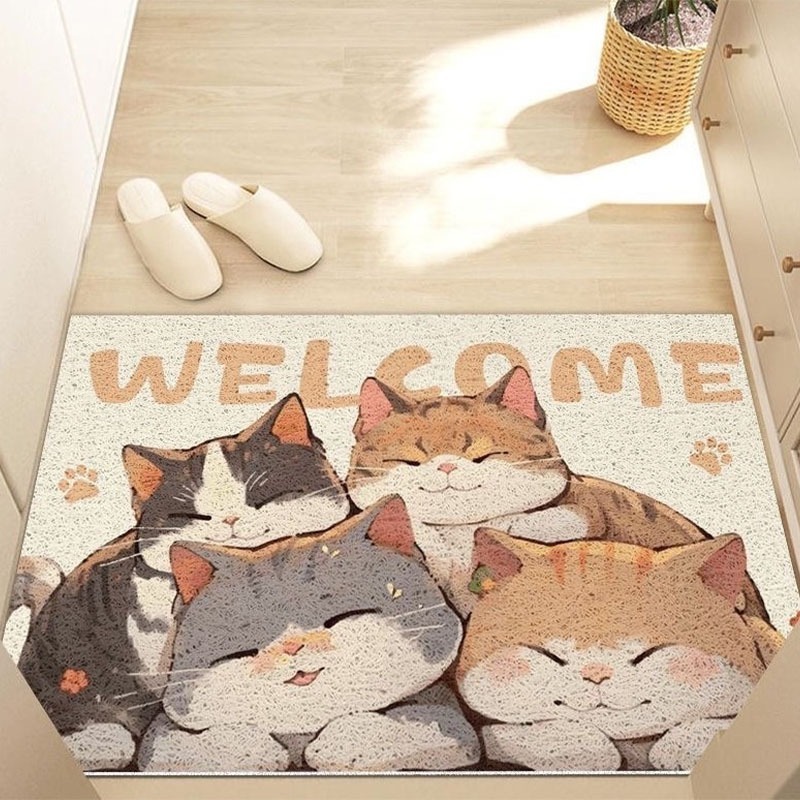 ❤新上架 貓咪入門地墊 橘貓絲圈地墊刮泥地墊 不規則地墊貓砂墊寵物墊 大門地墊門口玄關地墊 腳踏墊門墊止滑墊-規格圖8