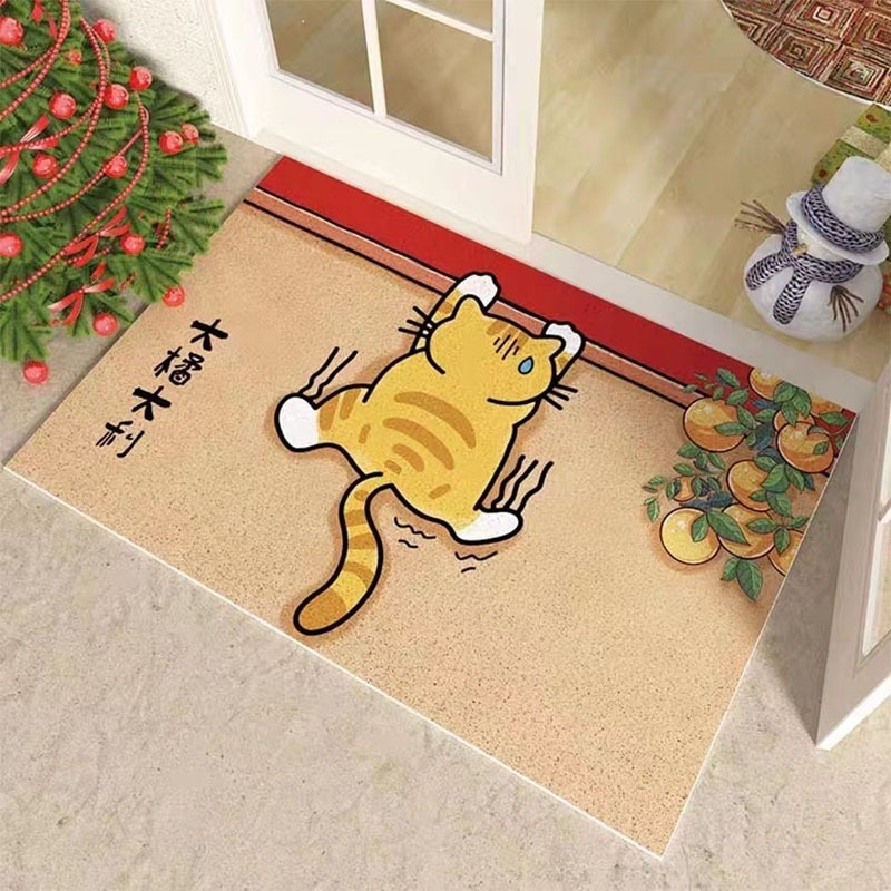 ❤新上架 貓咪入門地墊 橘貓絲圈地墊刮泥地墊 不規則地墊貓砂墊寵物墊 大門地墊門口玄關地墊 腳踏墊門墊止滑墊-規格圖8