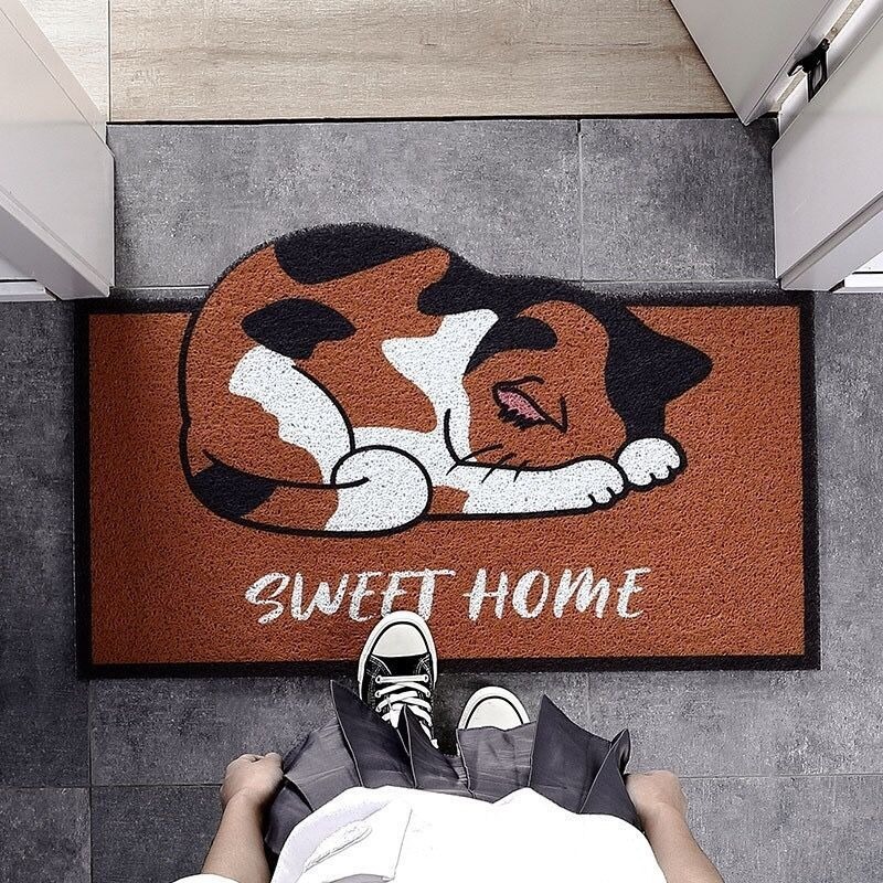 ❤新上架 貓咪入門地墊 橘貓絲圈地墊刮泥地墊 不規則地墊貓砂墊寵物墊 大門地墊門口玄關地墊 腳踏墊門墊止滑墊-規格圖8
