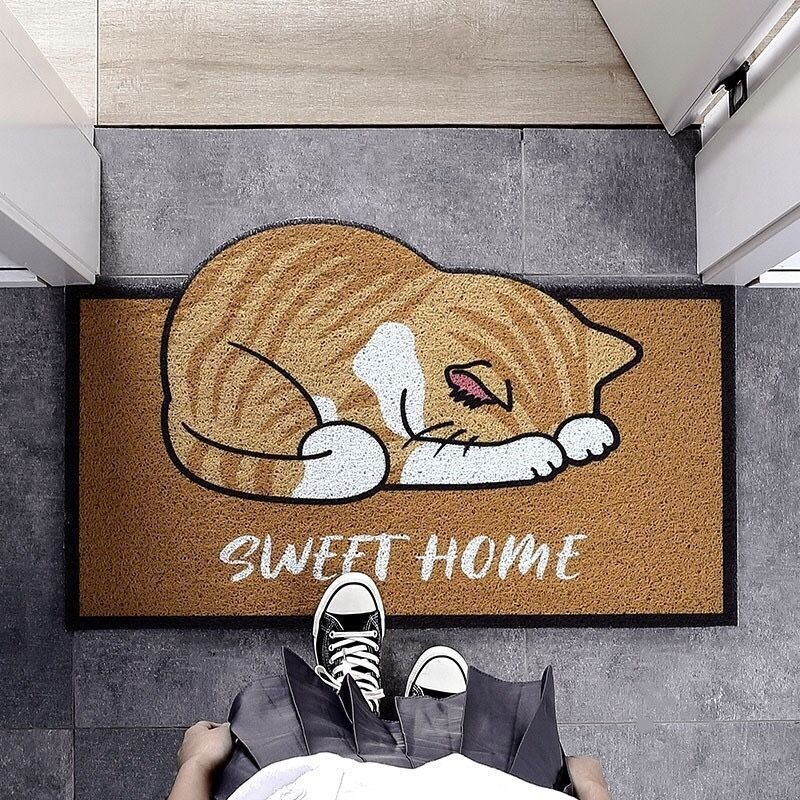 ❤新上架 貓咪入門地墊 橘貓絲圈地墊刮泥地墊 不規則地墊貓砂墊寵物墊 大門地墊門口玄關地墊 腳踏墊門墊止滑墊-規格圖8