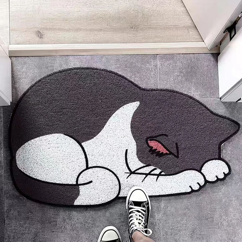 ❤新上架 貓咪入門地墊 橘貓絲圈地墊刮泥地墊 不規則地墊貓砂墊寵物墊 大門地墊門口玄關地墊 腳踏墊門墊止滑墊-規格圖8