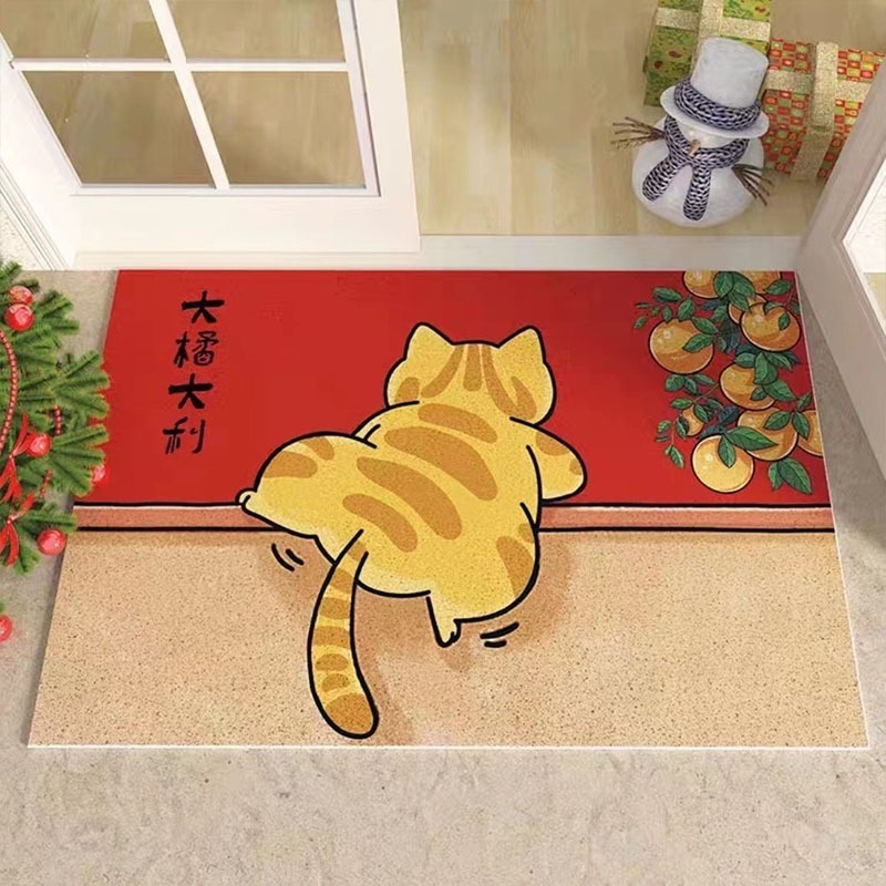❤新上架 貓咪入門地墊 橘貓絲圈地墊刮泥地墊 不規則地墊貓砂墊寵物墊 大門地墊門口玄關地墊 腳踏墊門墊止滑墊-規格圖8