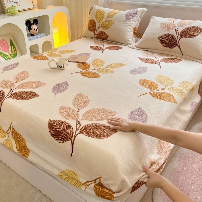 台灣出貨 全新上架★牛奶絨床包 法蘭絨床包 枕頭套 花款圖案 素色床包 保暖床包 冬季限定 牛奶絨保暖 禦寒 親膚舒適-規格圖9