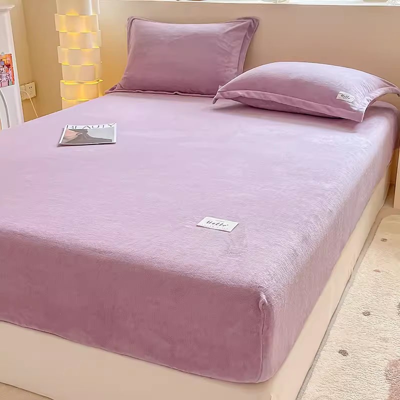 台灣出貨 全新上架★牛奶絨床包 法蘭絨床包 枕頭套 花款圖案 素色床包 保暖床包 冬季限定 牛奶絨保暖 禦寒 親膚舒適-規格圖9