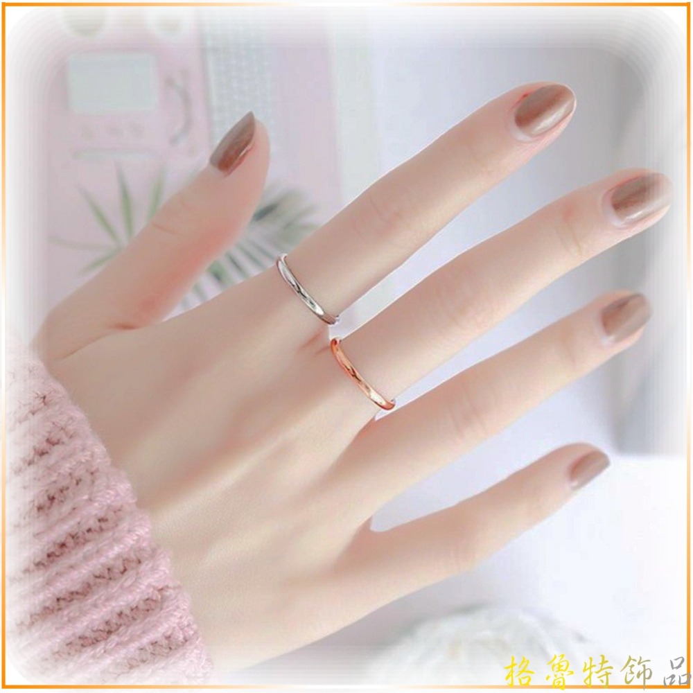 【格魯特】韓款極細緻光亮面戒指/玫瑰金戒指/鈦鋼戒指/防小人招貴人/現貨在台/GWR 131-細節圖5