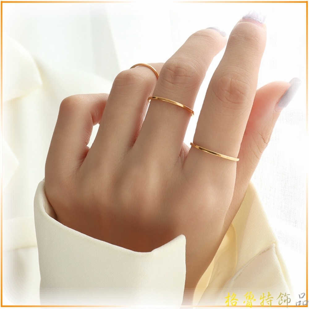 【格魯特】韓款1mm二關節戒指/玫瑰金戒指/鈦鋼戒指/現貨在台/GWR 130-細節圖5