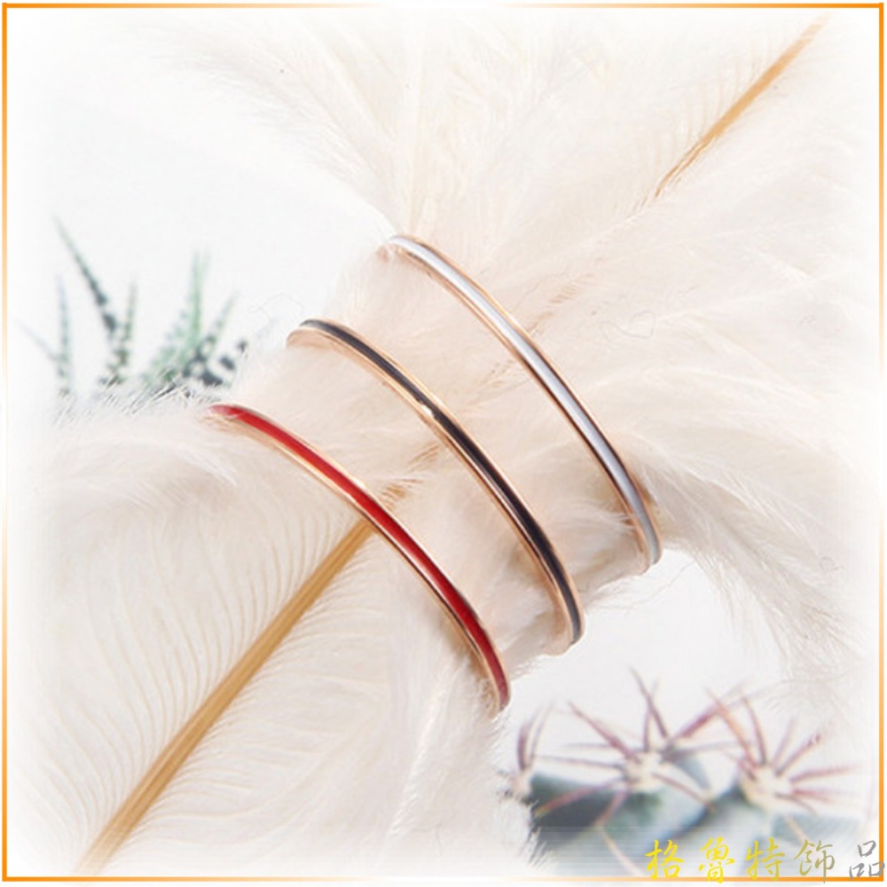 【格魯特】歐版韓款1mm黑白滴膠戒指/玫瑰金戒指/鈦鋼戒指/不生銹不退色 抗過敏GWR 136-細節圖5