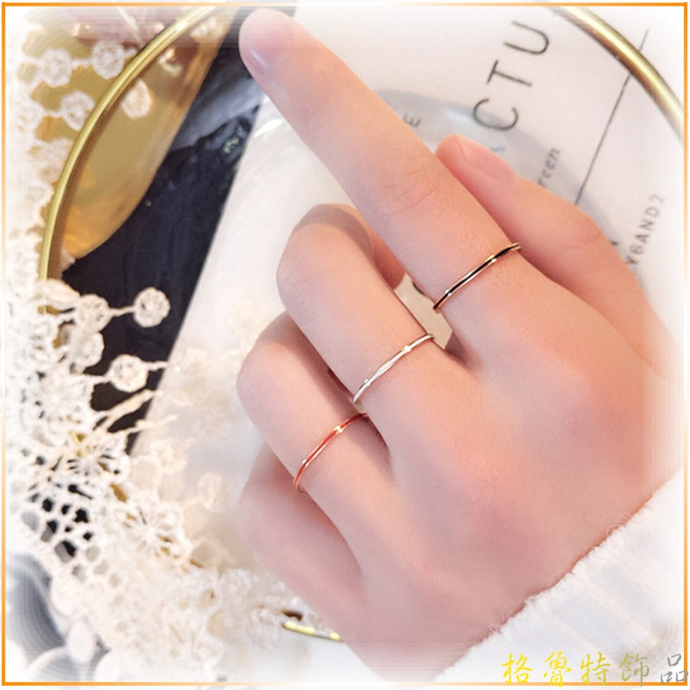 【格魯特】歐版韓款1mm黑白滴膠戒指/玫瑰金戒指/鈦鋼戒指/不生銹不退色 抗過敏GWR 136-細節圖6