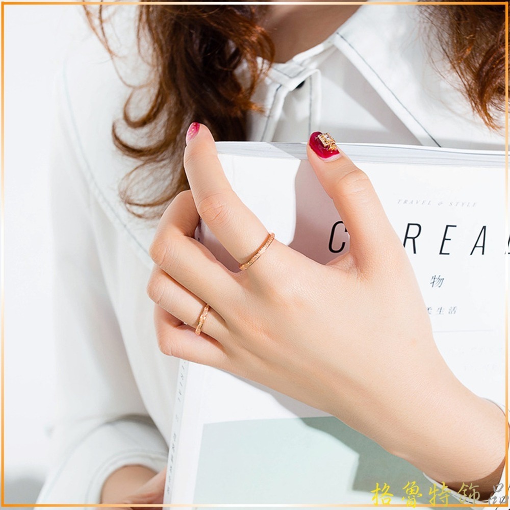 【格魯特】韓款極細緻磨砂面戒指/玫瑰金戒指/鈦鋼戒指/防小人招貴人/現貨在台/GWR 132-細節圖4