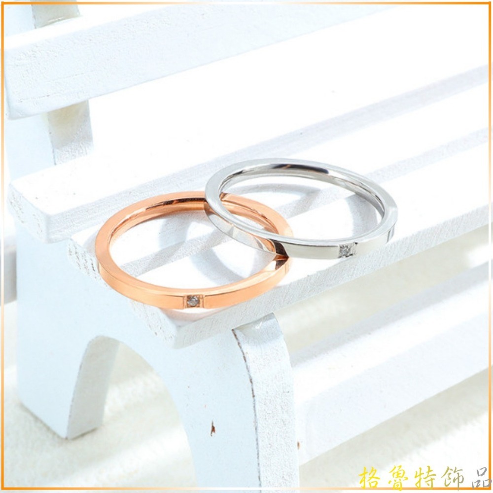 【格魯特】韓款極細鑲鑽戒指/玫瑰金戒指/鈦鋼戒指/情侶對戒/不生銹不退色 抗過敏GWR 134-細節圖6