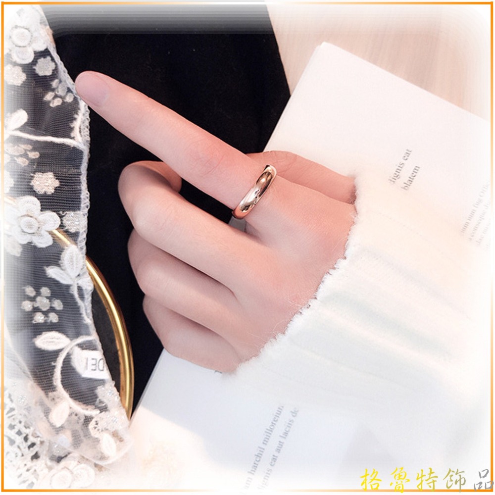 【格魯特】韓劇想你同款4mm拋光面戒指/玫瑰金戒指/鈦鋼戒指/可刻字/GWR 137-細節圖4