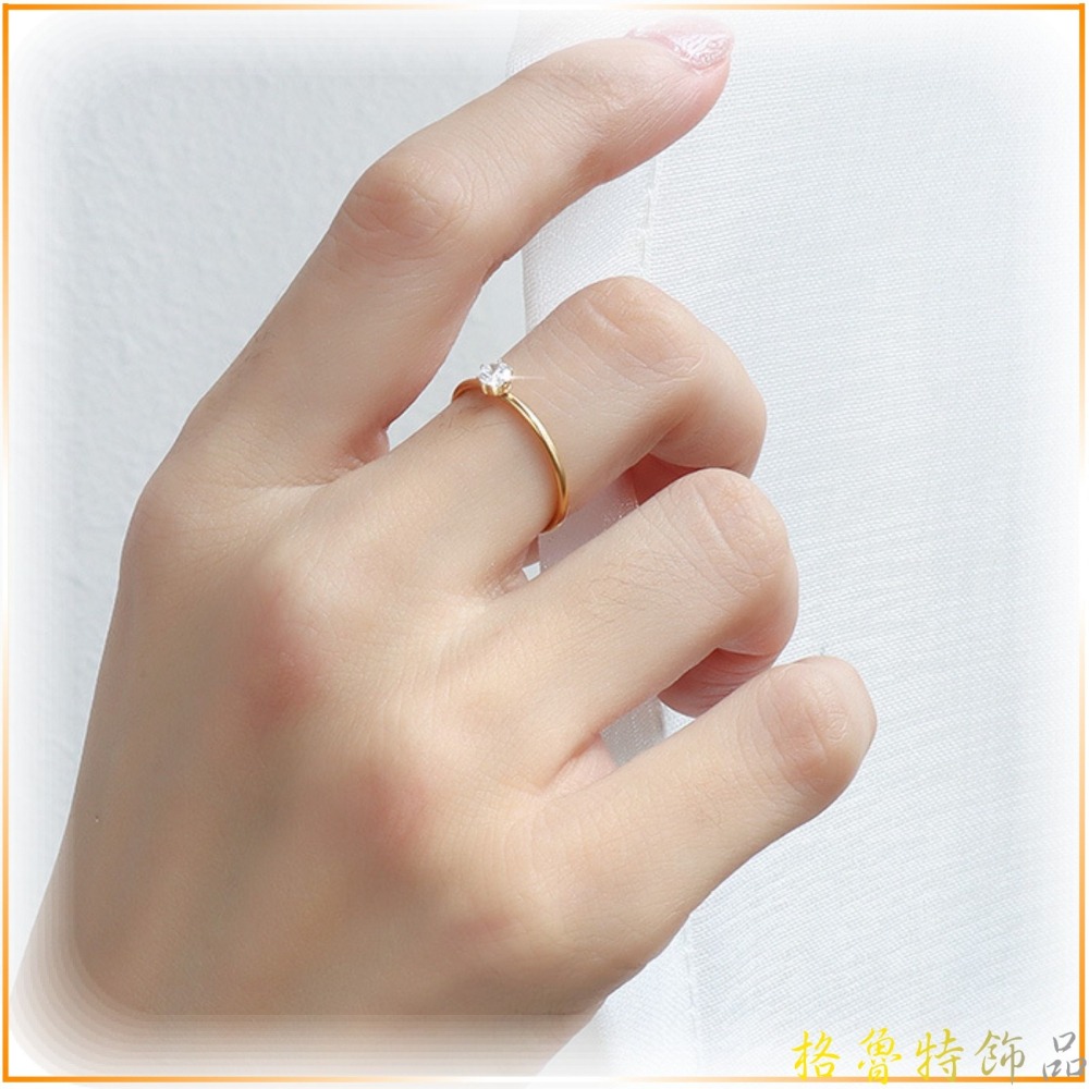 【格魯特】韓款極細鑲鑽戒指/玫瑰金戒指/鈦鋼戒指/不生銹不退色抗過敏/GWR 139-細節圖4