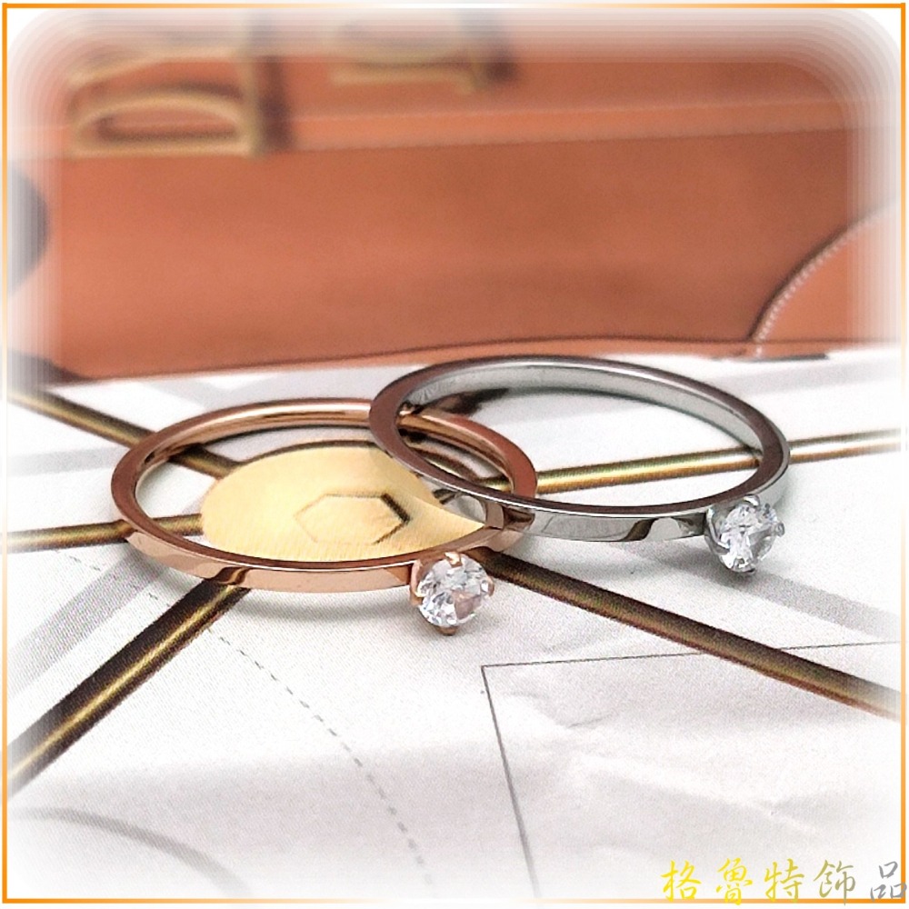 【格魯特】韓款極細鑲鑽戒指/玫瑰金戒指/鈦鋼戒指/不生銹不退色抗過敏/GWR 139-細節圖6
