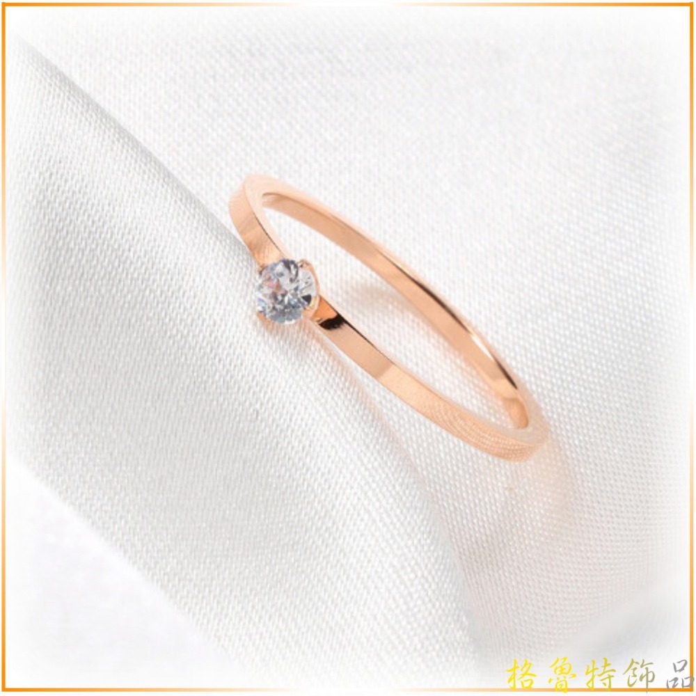 【格魯特】韓款極細鑲鑽戒指/玫瑰金戒指/鈦鋼戒指/不生銹不退色抗過敏/GWR 139-細節圖7