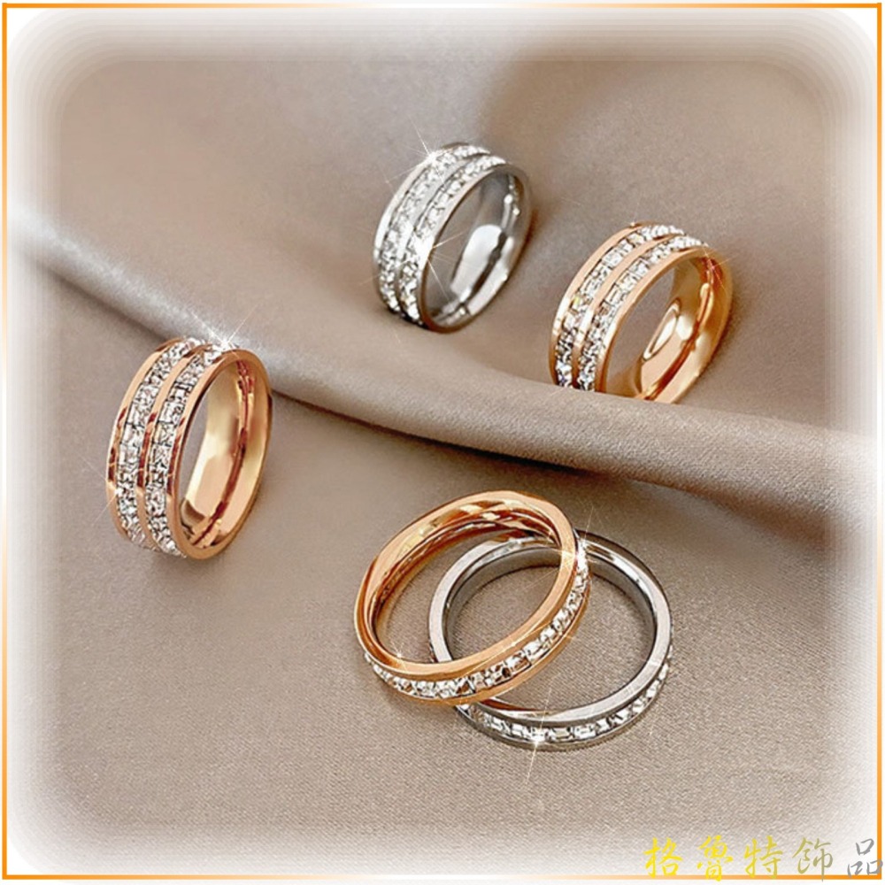 【格魯特】一圈方鑽戒指/玫瑰金戒指/鈦鋼戒指/GWR 173-細節圖7