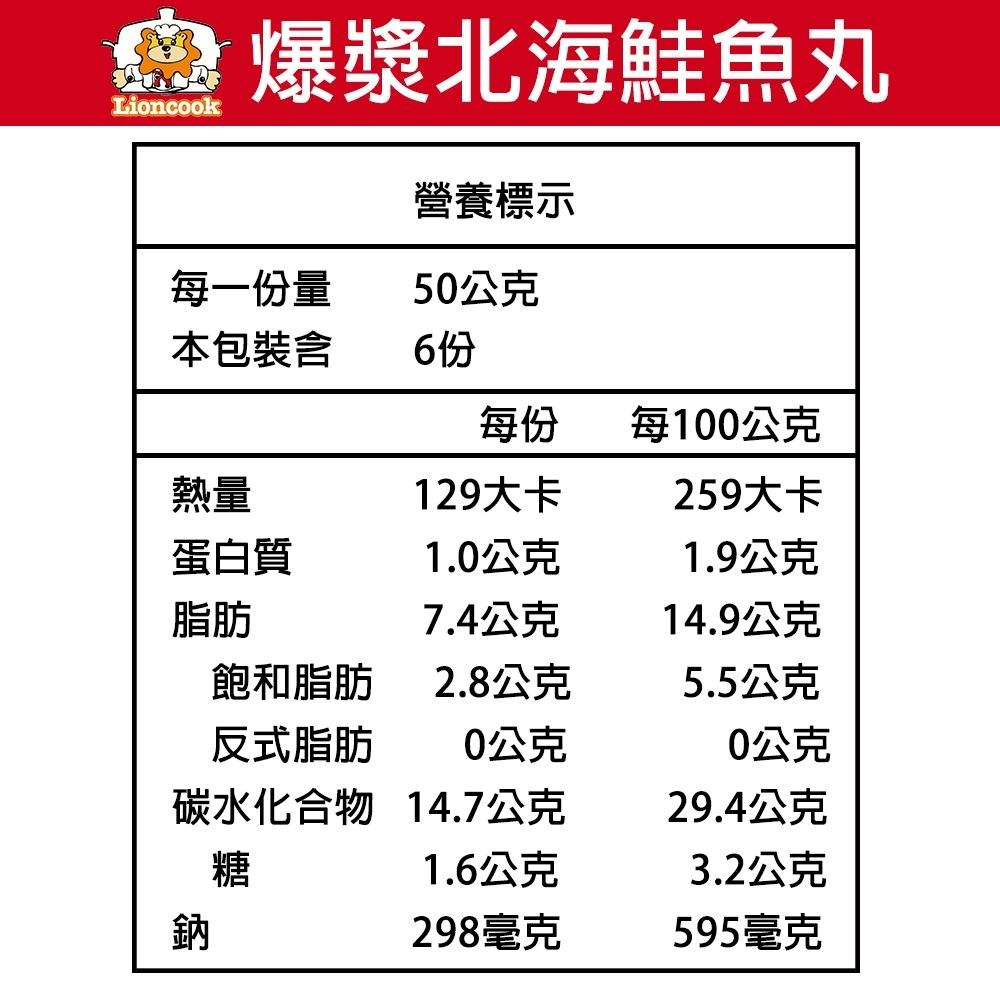 【總舖獅Lioncook】爆漿北海鮭魚丸 (300g)-細節圖5