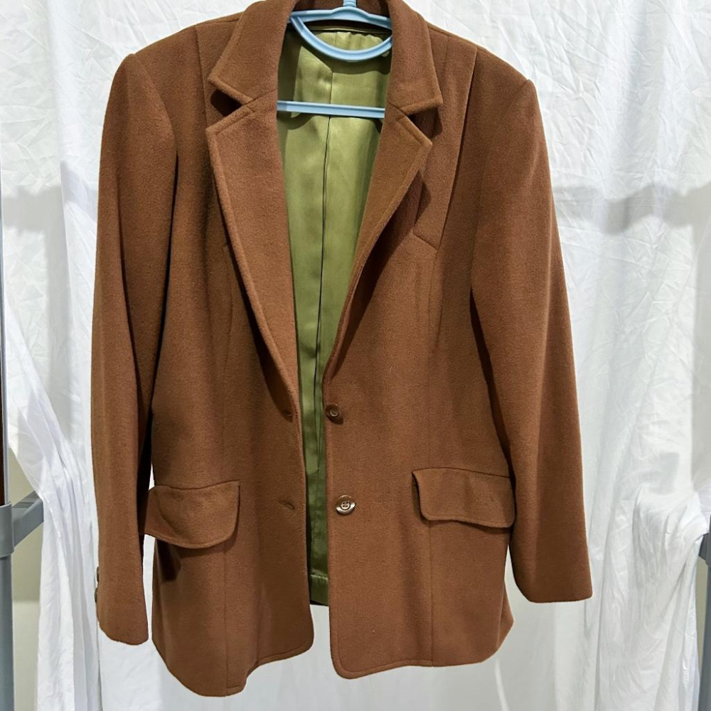 🪝古著🪝古著駝色西裝毛呢外套/單變內側有小口袋設計/vintage復古.Second hand-細節圖2