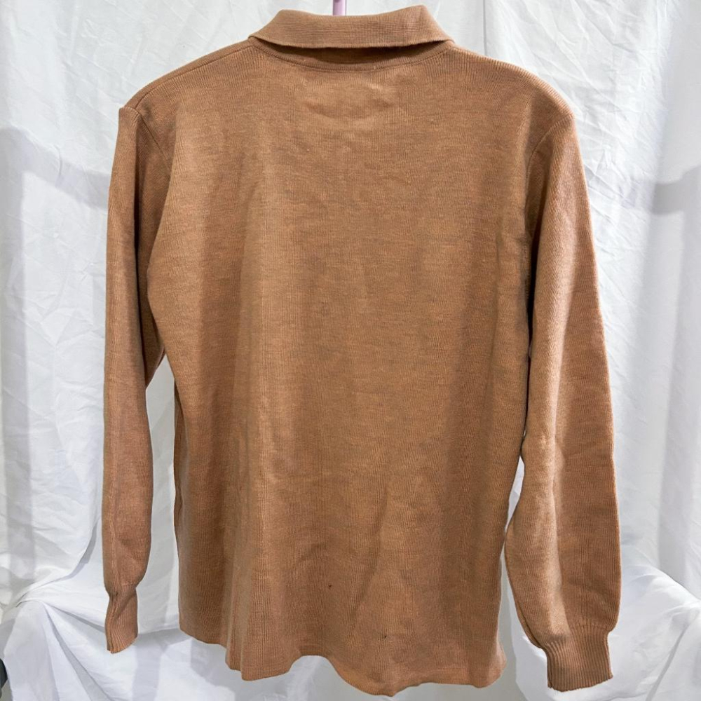 🪝古著🪝奶茶色立領半拉鍊針織長袖上衣/早期台灣🇹🇼春毅品牌/vintage復古.Second hand-細節圖2
