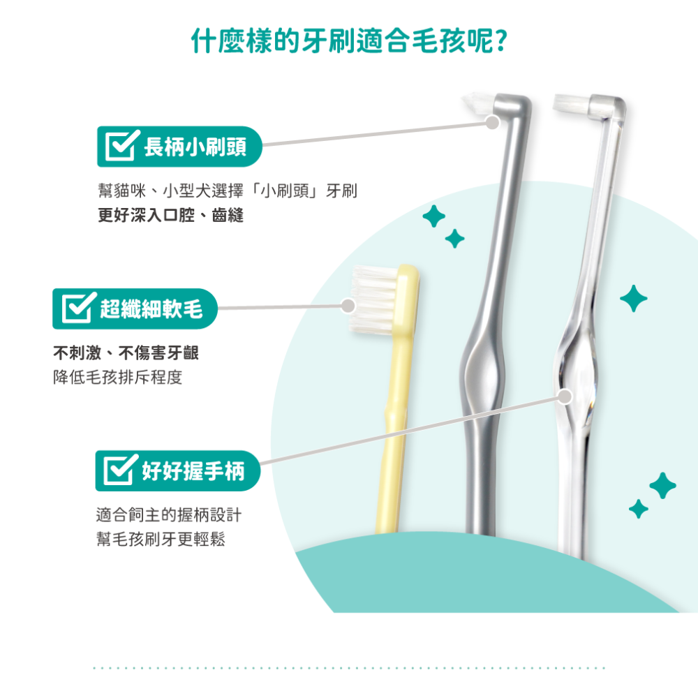 汪喵星球 犬貓專用牙刷(細軟毛)/寵物牙刷/寵物刷牙/犬貓潔牙/單束-細節圖3