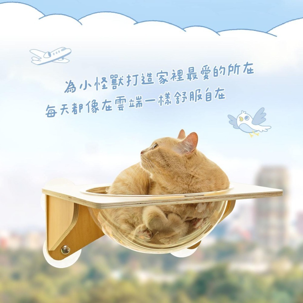 怪獸部落 漫步雲端/貓吊床/貓階梯/吸盤式/貓咪玩具/貓用品-細節圖2
