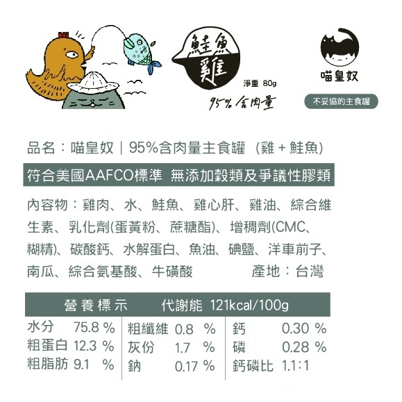 免運 喵皇奴 貓咪主食罐/化毛/台灣製/無穀/肉泥罐/貓咪罐頭/貓罐 80g 23罐送1罐-細節圖3