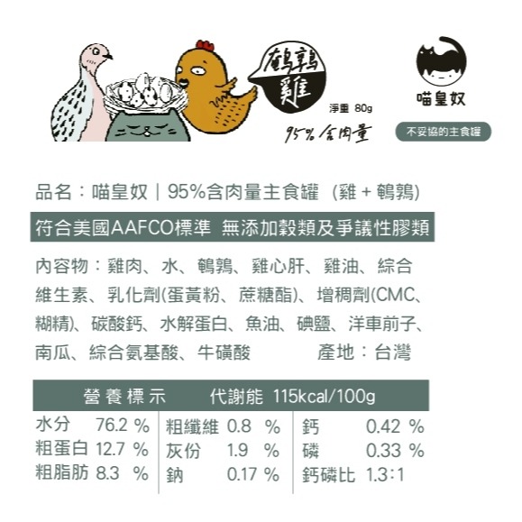 免運 喵皇奴 貓咪主食罐/化毛/台灣製/無穀/肉泥罐/貓咪罐頭/貓罐 80g 23罐送1罐-細節圖4