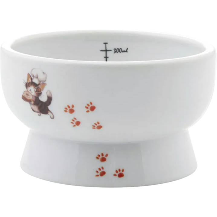 免運 貓壹 【單賣】 快樂食光/高腳水碗/高腳食碗/寵物水碗/寵物食碗/陶瓷/止滑墊-細節圖3