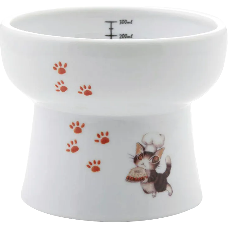 免運 貓壹 【單賣】 快樂食光/高腳水碗/高腳食碗/寵物水碗/寵物食碗/陶瓷/止滑墊-細節圖4