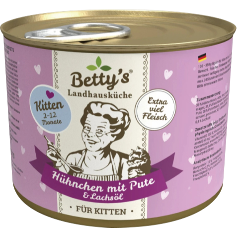 蓓蒂奶奶 Betty＇s 無榖主食罐/無榖/無人工添加/全齡貓/德國罐/貓主食/貓罐/貓罐頭 200g-細節圖7