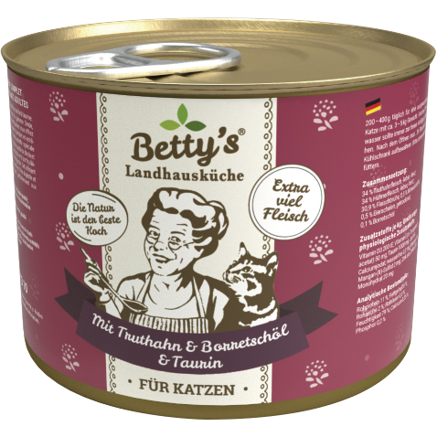 蓓蒂奶奶 Betty＇s 無榖主食罐/無榖/無人工添加/全齡貓/德國罐/貓主食/貓罐/貓罐頭 200g-細節圖8