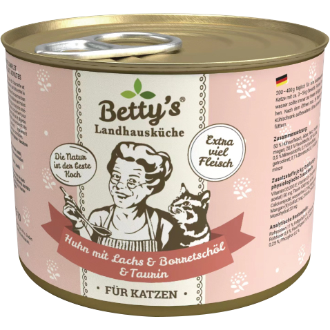 蓓蒂奶奶 Betty＇s 無榖主食罐/無榖/無人工添加/全齡貓/德國罐/貓主食/貓罐/貓罐頭 200g-細節圖10