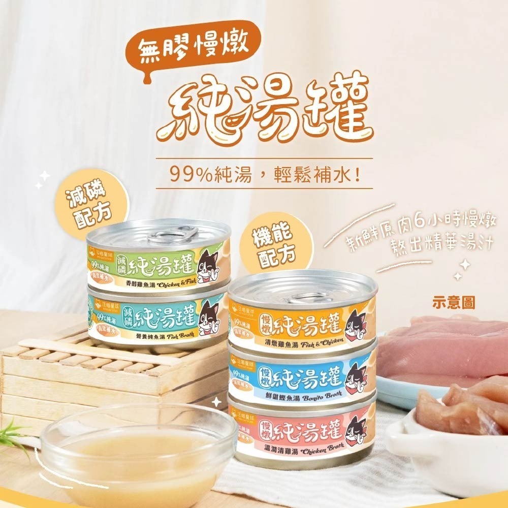 汪喵星球 DogCatStar 副食罐 無膠純湯罐 慢燉 減磷 湯罐 肉絲 貓罐頭 貓罐 80g-細節圖4