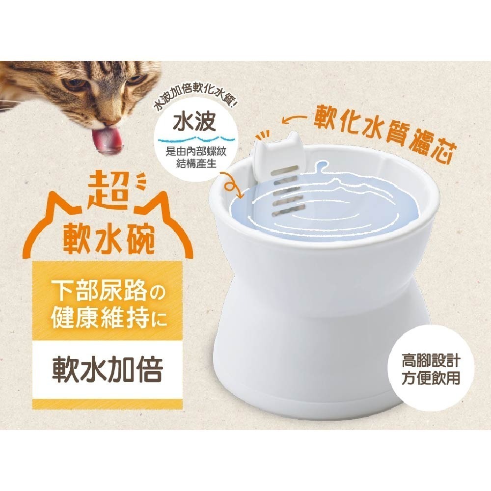 GEX 下部尿路軟水碗 貓咪飲水碗 水碗 高腳碗 軟水陶瓷 貓型 軟水碗 貓碗 寵物碗-細節圖3